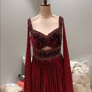Burgundy Sparkly Embellished Gown